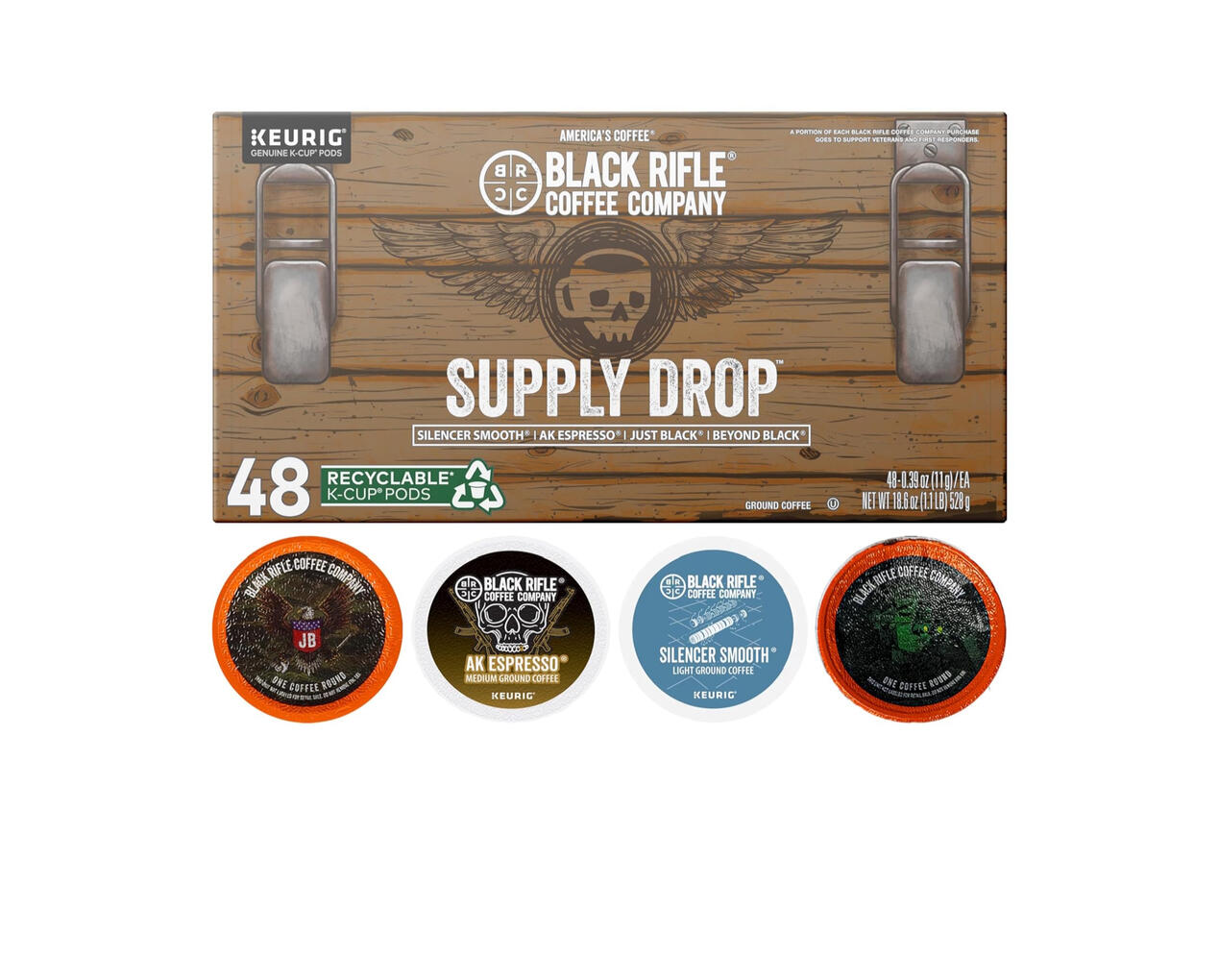 Black Rifle Coffee K-Cup Variety Pack - 48 Pods, 4 Roasts ➥