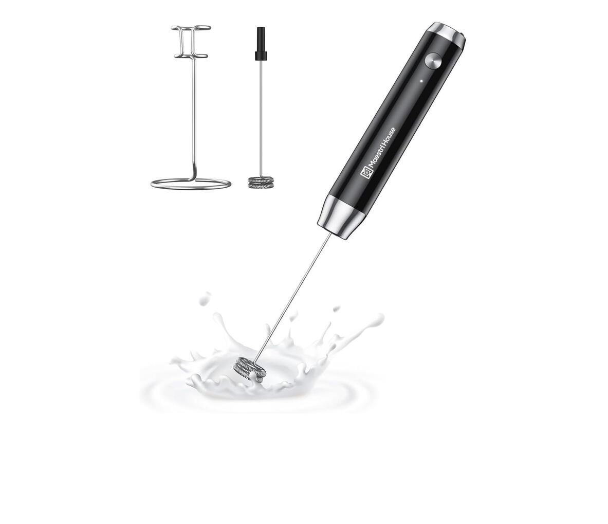 Electric Milk Frother with Stand - Rechargeable &amp; Waterproof ➥