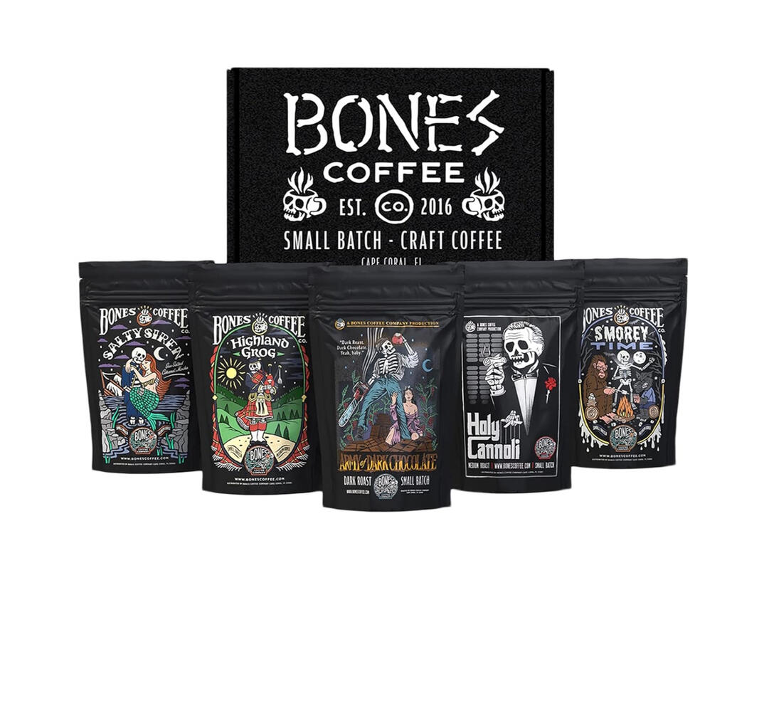 Bones Coffee Variety Sample Pack Medium Roast Ground ➥